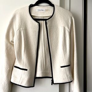 Calvin Klein womens wool blend jacket size US4 ivory color